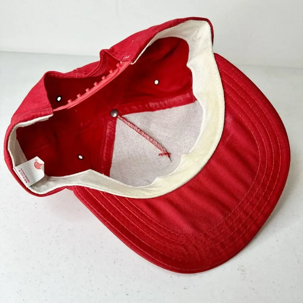 Vintage Smith &‎ Wesson Red Adjustable Snapback Hat Old Logo Patch